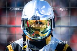 George Russell (GBR) Williams Racing FW43B reflected in a marshal's visor. 03.09.2021. Formula 1 World Championship, Rd 13, Dutch Grand Prix, Zandvoort, Netherlands, Practice Day.