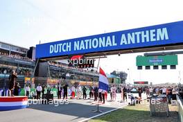 Drivers as the grid observes the national anthem. 05.09.2021. Formula 1 World Championship, Rd 13, Dutch Grand Prix, Zandvoort, Netherlands, Race Day.