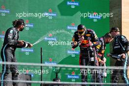 The podium (L to R): Lewis Hamilton (GBR) Mercedes AMG F1, second; Max Verstappen (NLD) Red Bull Racing, race winner; Valtteri Bottas (FIN) Mercedes AMG F1, third. 05.09.2021. Formula 1 World Championship, Rd 13, Dutch Grand Prix, Zandvoort, Netherlands, Race Day.
