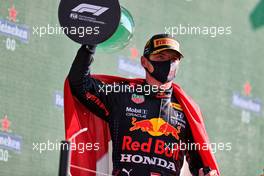 Race winner Max Verstappen (NLD) Red Bull Racing celebrates on the podium. 05.09.2021. Formula 1 World Championship, Rd 13, Dutch Grand Prix, Zandvoort, Netherlands, Race Day.