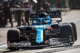 Fernando Alonso (ESP) Alpine F1 Team A521 makes a pit stop. 05.09.2021. Formula 1 World Championship, Rd 13, Dutch Grand Prix, Zandvoort, Netherlands, Race Day.