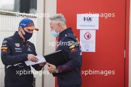 (L to R): Max Verstappen (NLD) Red Bull Racing and Jonathan Wheatley (GBR) Red Bull Racing Team Manager outside the FIA Stewards Room. 04.09.2021. Formula 1 World Championship, Rd 13, Dutch Grand Prix, Zandvoort, Netherlands, Qualifying Day.