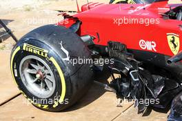 The damaged Ferrari SF-21 of Carlos Sainz Jr (ESP) Ferrari after he crashed in the third practice session. 04.09.2021. Formula 1 World Championship, Rd 13, Dutch Grand Prix, Zandvoort, Netherlands, Qualifying Day.