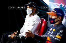 (L to R): Lewis Hamilton (GBR) Mercedes AMG F1 and Max Verstappen (NLD) Red Bull Racing in the post race FIA Press Conference. 04.09.2021. Formula 1 World Championship, Rd 13, Dutch Grand Prix, Zandvoort, Netherlands, Qualifying Day.
