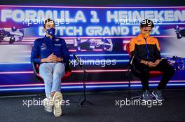 (L to R): George Russell (GBR) Williams Racing and Lando Norris (GBR) McLaren in the FIA Press Conference. 02.09.2021. Formula 1 World Championship, Rd 13, Dutch Grand Prix, Zandvoort, Netherlands, Preparation Day.