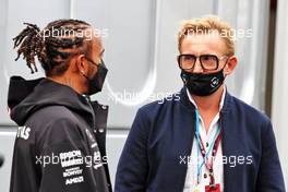 (L to R): Lewis Hamilton (GBR) Mercedes AMG F1 with Prince Bernhard of Orange-Nassau, van Vollenhoven (NLD) Zandvoort Circuit Co-Owner. 02.09.2021. Formula 1 World Championship, Rd 13, Dutch Grand Prix, Zandvoort, Netherlands, Preparation Day.