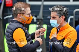(L to R): Andreas Seidl, McLaren Managing Director with Andrea Stella (ITA) McLaren Performance Director. 02.09.2021. Formula 1 World Championship, Rd 13, Dutch Grand Prix, Zandvoort, Netherlands, Preparation Day.
