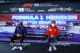(L to R): Nicholas Latifi (CDN) Williams Racing and Charles Leclerc (MON) Ferrari in the FIA Press Conference. 02.09.2021. Formula 1 World Championship, Rd 13, Dutch Grand Prix, Zandvoort, Netherlands, Preparation Day.