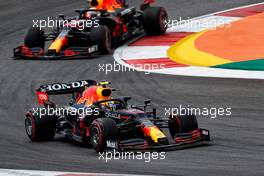 Sergio Perez (MEX) Red Bull Racing RB16B leads team mate Max Verstappen (NLD) Red Bull Racing RB16B. 30.04.2021. Formula 1 World Championship, Rd 3, Portuguese Grand Prix, Portimao, Portugal, Practice Day.