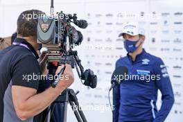 George Russell (GBR) Williams Racing with the media - F1 Camera Operator. 30.04.2021. Formula 1 World Championship, Rd 3, Portuguese Grand Prix, Portimao, Portugal, Practice Day.
