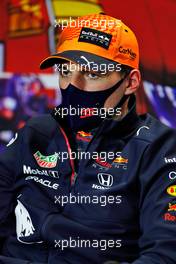 Max Verstappen (NLD) Red Bull Racing in the post race FIA Press Conference. 02.05.2021. Formula 1 World Championship, Rd 3, Portuguese Grand Prix, Portimao, Portugal, Race Day.