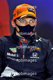 Max Verstappen (NLD) Red Bull Racing in the post race FIA Press Conference. 02.05.2021. Formula 1 World Championship, Rd 3, Portuguese Grand Prix, Portimao, Portugal, Race Day.