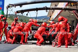 Charles Leclerc (MON) Ferrari SF-21 makes a pit stop. 02.05.2021. Formula 1 World Championship, Rd 3, Portuguese Grand Prix, Portimao, Portugal, Race Day.
