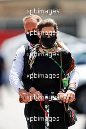 Valtteri Bottas (FIN) Mercedes AMG F1 with his girlfriend Tiffany Cromwell (AUS) Professional Cyclist. 29.04.2021. Formula 1 World Championship, Rd 3, Portuguese Grand Prix, Portimao, Portugal, Preparation Day.