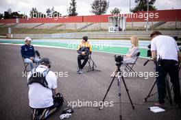 (L to R): George Russell (GBR) Williams Racing and Lando Norris (GBR) McLaren with Rachel Brookes (GBR) Sky Sports F1 Reporter. 29.04.2021. Formula 1 World Championship, Rd 3, Portuguese Grand Prix, Portimao, Portugal, Preparation Day.