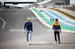 (L to R): George Russell (GBR) Williams Racing walks the circuit with Lando Norris (GBR) McLaren. 29.04.2021. Formula 1 World Championship, Rd 3, Portuguese Grand Prix, Portimao, Portugal, Preparation Day.