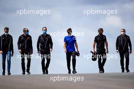 Daniil Kvyat (RUS) Alpine F1 Team Reserve Driver and Fernando Alonso (ESP) Alpine F1 Team walks the circuit with the team. 29.04.2021. Formula 1 World Championship, Rd 3, Portuguese Grand Prix, Portimao, Portugal, Preparation Day.