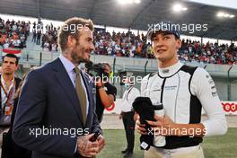 (L to R): David Beckham (GBR) Former Football Player with George Russell (GBR) Williams Racing on the grid. 21.11.2021. Formula 1 World Championship, Rd 20, Qatar Grand Prix, Doha, Qatar, Race Day.
