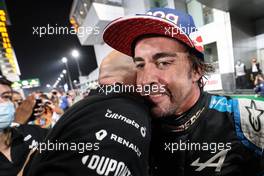 Fernando Alonso (ESP) Alpine F1 Team celebrates his second position with the team. 21.11.2021. Formula 1 World Championship, Rd 20, Qatar Grand Prix, Doha, Qatar, Race Day.