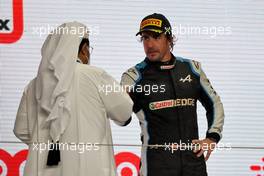 Fernando Alonso (ESP) Alpine F1 Team celebrates his third position on the podium. 21.11.2021. Formula 1 World Championship, Rd 20, Qatar Grand Prix, Doha, Qatar, Race Day.