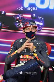 Max Verstappen (NLD) Red Bull Racing in the post race FIA Press Conference. 21.11.2021. Formula 1 World Championship, Rd 20, Qatar Grand Prix, Doha, Qatar, Race Day.