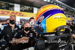 Fernando Alonso (ESP) Alpine F1 Team celebrates his third position with the team. 21.11.2021. Formula 1 World Championship, Rd 20, Qatar Grand Prix, Doha, Qatar, Race Day.
