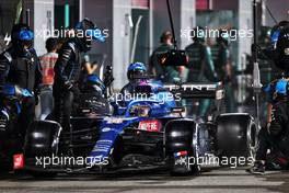 Fernando Alonso (ESP) Alpine F1 Team A521 makes a pit stop. 21.11.2021. Formula 1 World Championship, Rd 20, Qatar Grand Prix, Doha, Qatar, Race Day.