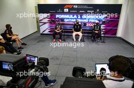 (L to R): Max Verstappen (NLD) Red Bull Racing; Lewis Hamilton (GBR) Mercedes AMG F1; and Valtteri Bottas (FIN) Mercedes AMG F1, in the post qualifying FIA Press Conference. 20.11.2021. Formula 1 World Championship, Rd 20, Qatar Grand Prix, Doha, Qatar, Qualifying Day.