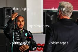 Pole sitter Lewis Hamilton (GBR) Mercedes AMG F1 in qualifying parc ferme with David Coulthard (GBR) Red Bull Racing and Scuderia Toro Advisor / Channel 4 F1 Commentator. 20.11.2021. Formula 1 World Championship, Rd 20, Qatar Grand Prix, Doha, Qatar, Qualifying Day.
