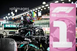 Pole sitter Lewis Hamilton (GBR) Mercedes AMG F1 W12 in qualifying parc ferme. 20.11.2021. Formula 1 World Championship, Rd 20, Qatar Grand Prix, Doha, Qatar, Qualifying Day.