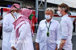 Prince Khalid Bin Sultan Al Faisal (KSA) President of the Saudi Automobile and Motorcycle Federation (Left) with Hermann Tilke (GER) Circuit Designer (Centre). 21.11.2021. Formula 1 World Championship, Rd 20, Qatar Grand Prix, Doha, Qatar, Race Day.