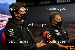 (L to R): Toto Wolff (GER) Mercedes AMG F1 Shareholder and Executive Director and Christian Horner (GBR) Red Bull Racing Team Principal in the FIA Press Conference. 24.09.2021. Formula 1 World Championship, Rd 15, Russian Grand Prix, Sochi Autodrom, Sochi, Russia, Practice Day.