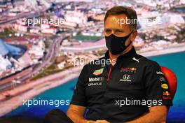 Christian Horner (GBR) Red Bull Racing Team Principal in the FIA Press Conference. 24.09.2021. Formula 1 World Championship, Rd 15, Russian Grand Prix, Sochi Autodrom, Sochi, Russia, Practice Day.