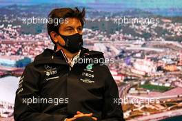 Toto Wolff (GER) Mercedes AMG F1 Shareholder and Executive Director in the FIA Press Conference. 24.09.2021. Formula 1 World Championship, Rd 15, Russian Grand Prix, Sochi Autodrom, Sochi, Russia, Practice Day.