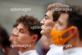 George Russell (GBR) Williams Racing as the grid observes the playing of Tchaikovsky. 26.09.2021. Formula 1 World Championship, Rd 15, Russian Grand Prix, Sochi Autodrom, Sochi, Russia, Race Day.