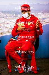Carlos Sainz Jr (ESP) Ferrari in the post race FIA Press Conference. 26.09.2021. Formula 1 World Championship, Rd 15, Russian Grand Prix, Sochi Autodrom, Sochi, Russia, Race Day.
