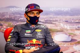 Max Verstappen (NLD) Red Bull Racing in the post race FIA Press Conference. 26.09.2021. Formula 1 World Championship, Rd 15, Russian Grand Prix, Sochi Autodrom, Sochi, Russia, Race Day.