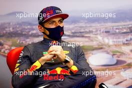 Max Verstappen (NLD) Red Bull Racing in the post race FIA Press Conference. 26.09.2021. Formula 1 World Championship, Rd 15, Russian Grand Prix, Sochi Autodrom, Sochi, Russia, Race Day.