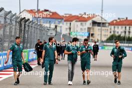 Lance Stroll (CDN) Aston Martin F1 Team walks the circuit with the team. 23.09.2021. Formula 1 World Championship, Rd 15, Russian Grand Prix, Sochi Autodrom, Sochi, Russia, Preparation Day.