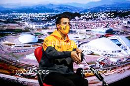 Daniel Ricciardo (AUS) McLaren in the FIA Press Conference. 23.09.2021. Formula 1 World Championship, Rd 15, Russian Grand Prix, Sochi Autodrom, Sochi, Russia, Preparation Day.