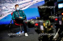 Sebastian Vettel (GER) Aston Martin F1 Team in the FIA Press Conference. 23.09.2021. Formula 1 World Championship, Rd 15, Russian Grand Prix, Sochi Autodrom, Sochi, Russia, Preparation Day.