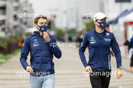 (L to R): George Russell (GBR) Williams Racing and team mate Nicholas Latifi (CDN) Williams Racing. 23.09.2021. Formula 1 World Championship, Rd 15, Russian Grand Prix, Sochi Autodrom, Sochi, Russia, Preparation Day.