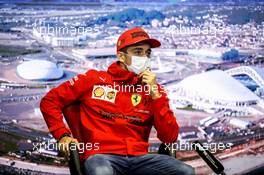 Charles Leclerc (MON) Ferrari in the FIA Press Conference. 23.09.2021. Formula 1 World Championship, Rd 15, Russian Grand Prix, Sochi Autodrom, Sochi, Russia, Preparation Day.