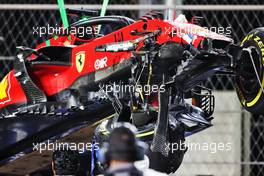 The damaged Ferrari SF-21 of Charles Leclerc (MON) after he crashed in the second practice session. 03.12.2021 Formula 1 World Championship, Rd 21, Saudi Arabian Grand Prix, Jeddah, Saudi Arabia, Practice Day.