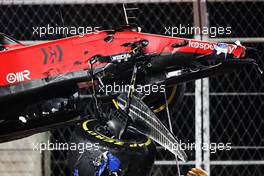 The damaged Ferrari SF-21 of Charles Leclerc (MON) after he crashed in the second practice session. 03.12.2021 Formula 1 World Championship, Rd 21, Saudi Arabian Grand Prix, Jeddah, Saudi Arabia, Practice Day.