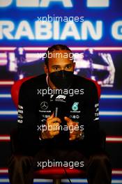 Lewis Hamilton (GBR) Mercedes AMG F1 in the post race FIA Press Conference. 05.12.2021. Formula 1 World Championship, Rd 21, Saudi Arabian Grand Prix, Jeddah, Saudi Arabia, Race Day.