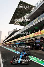 Fernando Alonso (ESP) Alpine F1 Team A521 leaves the pits. 04.12.2021. Formula 1 World Championship, Rd 21, Saudi Arabian Grand Prix, Jeddah, Saudi Arabia, Qualifying Day.