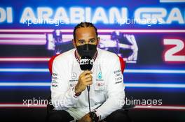 Lewis Hamilton (GBR) Mercedes AMG F1 in the post qualifying FIA Press Conference. 04.12.2021. Formula 1 World Championship, Rd 21, Saudi Arabian Grand Prix, Jeddah, Saudi Arabia, Qualifying Day.