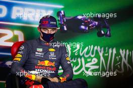Max Verstappen (NLD) Red Bull Racing in the post qualifying FIA Press Conference. 04.12.2021. Formula 1 World Championship, Rd 21, Saudi Arabian Grand Prix, Jeddah, Saudi Arabia, Qualifying Day.