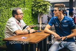 (L to R): Sven Smeets (GER) Williams Racing Sporting Director with George Russell (GBR) Williams Racing. 02.12.2021. Formula 1 World Championship, Rd 21, Saudi Arabian Grand Prix, Jeddah, Saudi Arabia, Preparation Day.